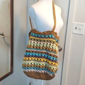 NWOT STRAW CROCHETED BAG